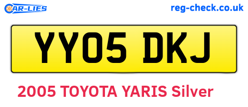 YY05DKJ are the vehicle registration plates.
