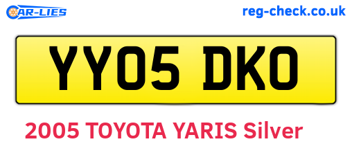 YY05DKO are the vehicle registration plates.