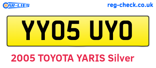 YY05UYO are the vehicle registration plates.