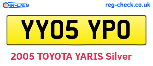 YY05YPO are the vehicle registration plates.