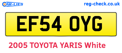 EF54OYG are the vehicle registration plates.