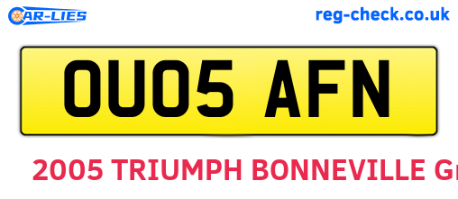 OU05AFN are the vehicle registration plates.