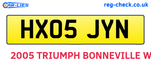 HX05JYN are the vehicle registration plates.