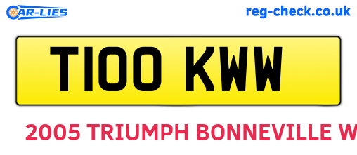 T100KWW are the vehicle registration plates.