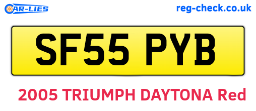 SF55PYB are the vehicle registration plates.
