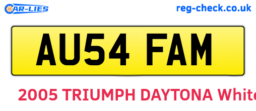 AU54FAM are the vehicle registration plates.