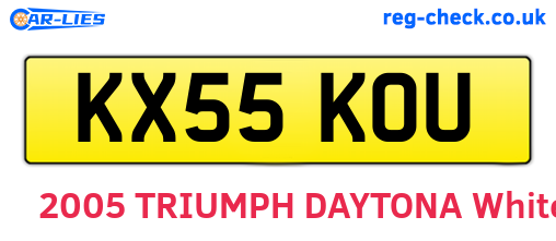 KX55KOU are the vehicle registration plates.