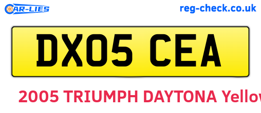 DX05CEA are the vehicle registration plates.
