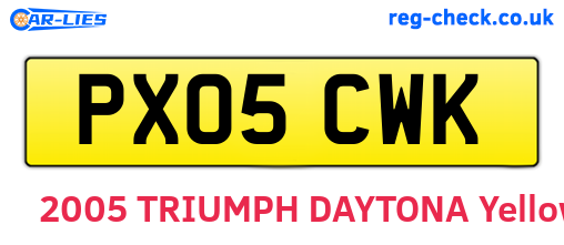 PX05CWK are the vehicle registration plates.