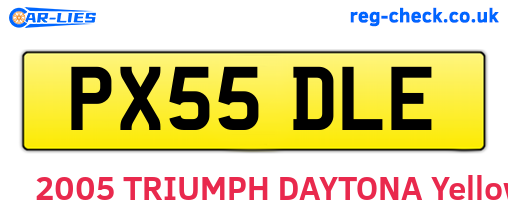 PX55DLE are the vehicle registration plates.