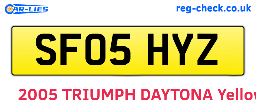 SF05HYZ are the vehicle registration plates.