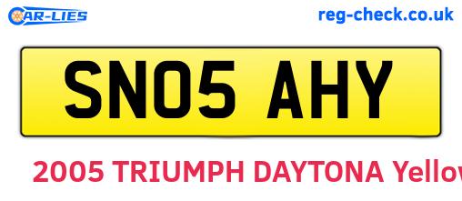 SN05AHY are the vehicle registration plates.