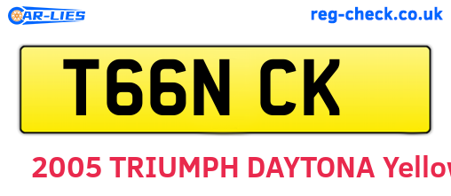T66NCK are the vehicle registration plates.