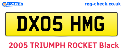 DX05HMG are the vehicle registration plates.