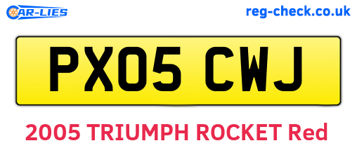 PX05CWJ are the vehicle registration plates.