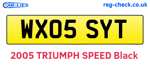 WX05SYT are the vehicle registration plates.