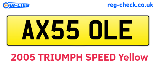 AX55OLE are the vehicle registration plates.