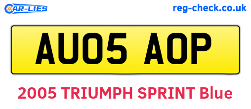 AU05AOP are the vehicle registration plates.