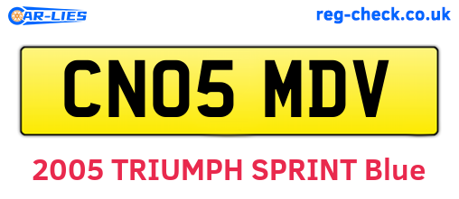 CN05MDV are the vehicle registration plates.