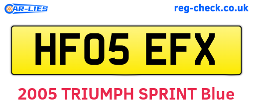 HF05EFX are the vehicle registration plates.