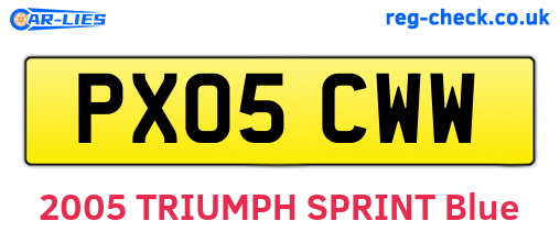 PX05CWW are the vehicle registration plates.