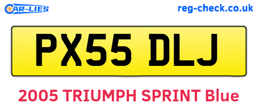 PX55DLJ are the vehicle registration plates.