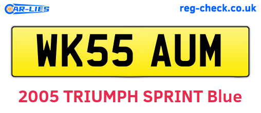 WK55AUM are the vehicle registration plates.