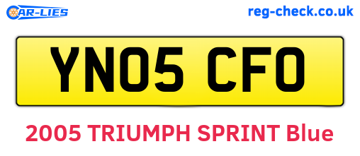 YN05CFO are the vehicle registration plates.