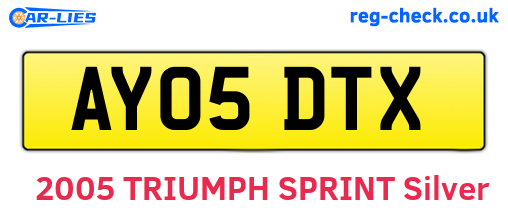 AY05DTX are the vehicle registration plates.