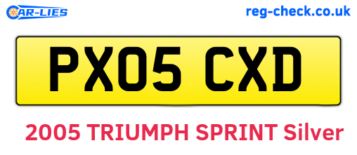 PX05CXD are the vehicle registration plates.