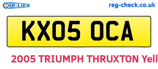 KX05OCA are the vehicle registration plates.