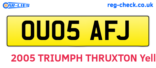 OU05AFJ are the vehicle registration plates.