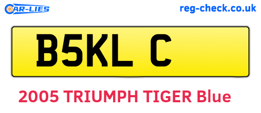 B5KLC are the vehicle registration plates.