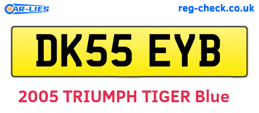 DK55EYB are the vehicle registration plates.
