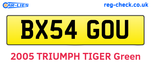 BX54GOU are the vehicle registration plates.