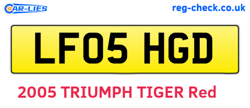 LF05HGD are the vehicle registration plates.