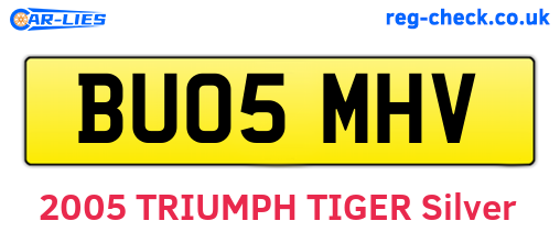 BU05MHV are the vehicle registration plates.