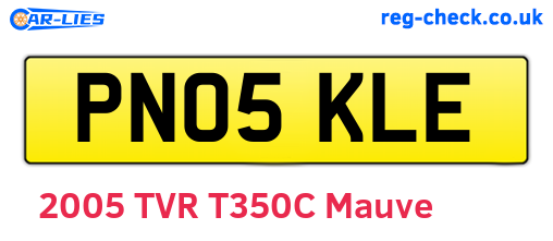PN05KLE are the vehicle registration plates.