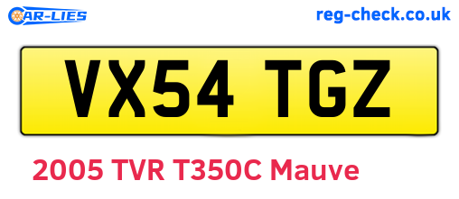 VX54TGZ are the vehicle registration plates.
