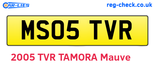 MS05TVR are the vehicle registration plates.