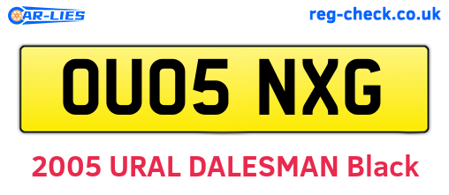 OU05NXG are the vehicle registration plates.