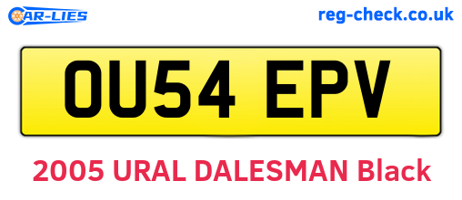 OU54EPV are the vehicle registration plates.