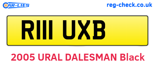 R111UXB are the vehicle registration plates.