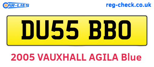 DU55BBO are the vehicle registration plates.