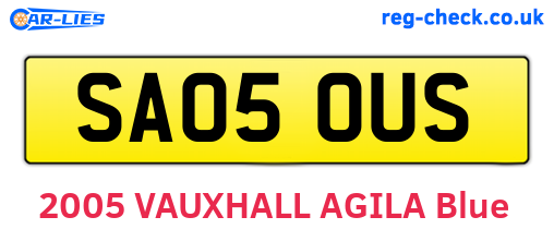 SA05OUS are the vehicle registration plates.