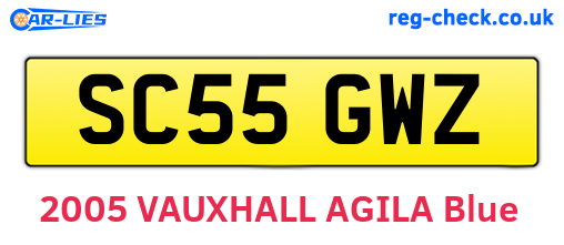 SC55GWZ are the vehicle registration plates.