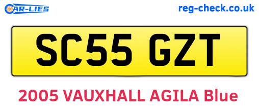 SC55GZT are the vehicle registration plates.