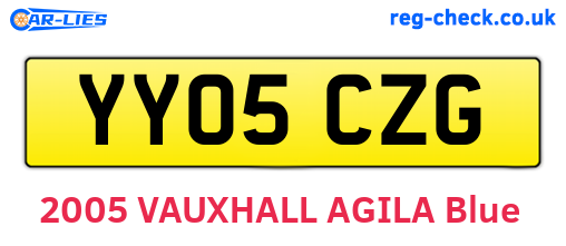 YY05CZG are the vehicle registration plates.