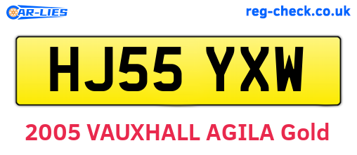 HJ55YXW are the vehicle registration plates.