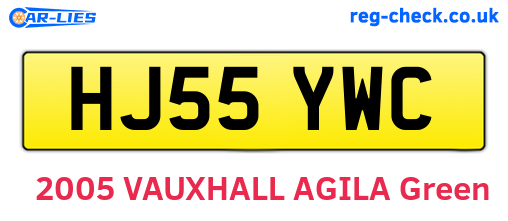 HJ55YWC are the vehicle registration plates.